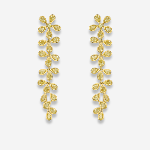 Fancy Yellow Diamond Flower Earrings
