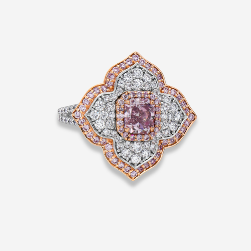 Pink Radiant Diamond Flower Ring