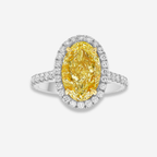 3ct Fancy Yellow Oval Diamond Halo Engagement Ring