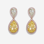 3 Carat Each Light Yellow Pear Diamond Drop Earrings