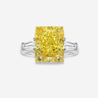 4 Carat Fancy Yellow Elongated Cushion Diamond Engagement Ring