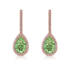 5ct Green Pear Drop Diamond Earrings