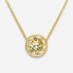 6 Carat Round Bezel Set Yellow Diamond Pendant
