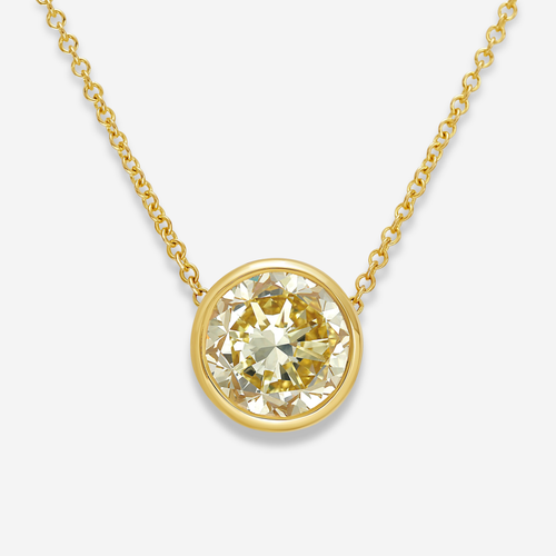 6 Carat Round Bezel Set Yellow Diamond Pendant