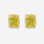 Fancy Yellow Elongated Cushion Diamond Studs