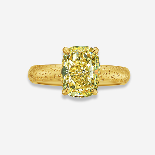 3.04ct Fancy Yellow Elongated Cushion Diamond Galaxy Ring