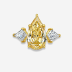 4 Carat Champagne Step Pear Diamond Three Stone Ring