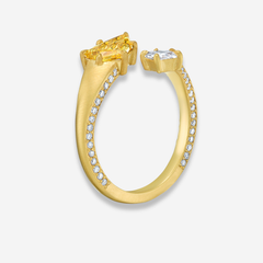 Vivid Yellow Kite Diamond Spiral Ring