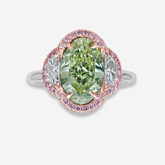 3 Carat Green Oval Diamond Ring