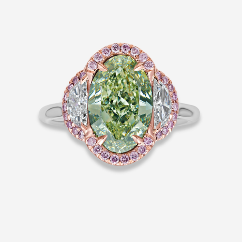 3 Carat Green Oval Diamond Ring