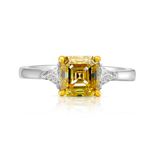 1.5ct Vivid Yellow Asccher Cut Diamond Engagement Ring