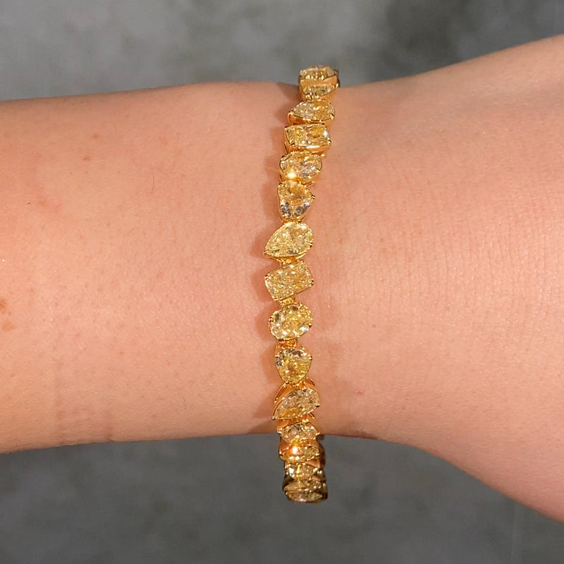 18 Carat Mixed Shape Yellow Diamond Tennis Bracelet