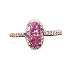 GIA certified vivid purple-pink oval diamond ring, a unique marvel of nature, VS2 clarity.