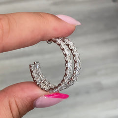 white diamond hoops, white radiant diamond hoops, white radiant diamonds, white diamond earrings, white diamond jewelry