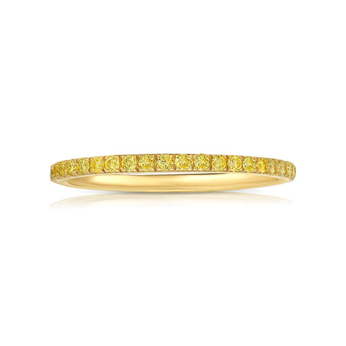 Yellow Fancy round diamonds eternity band with VS-SI clarity.