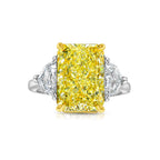 Chic yellow elongated radiant diamond engagement ring, GIA certified. 