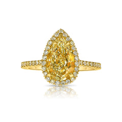 Yellow diamond halo engagement ring, canary diamond engagement ring, all yellow diamonds, natural diamond ring.