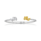 Yellow and white diamond bangle with all natural diamonds and pave on the band.