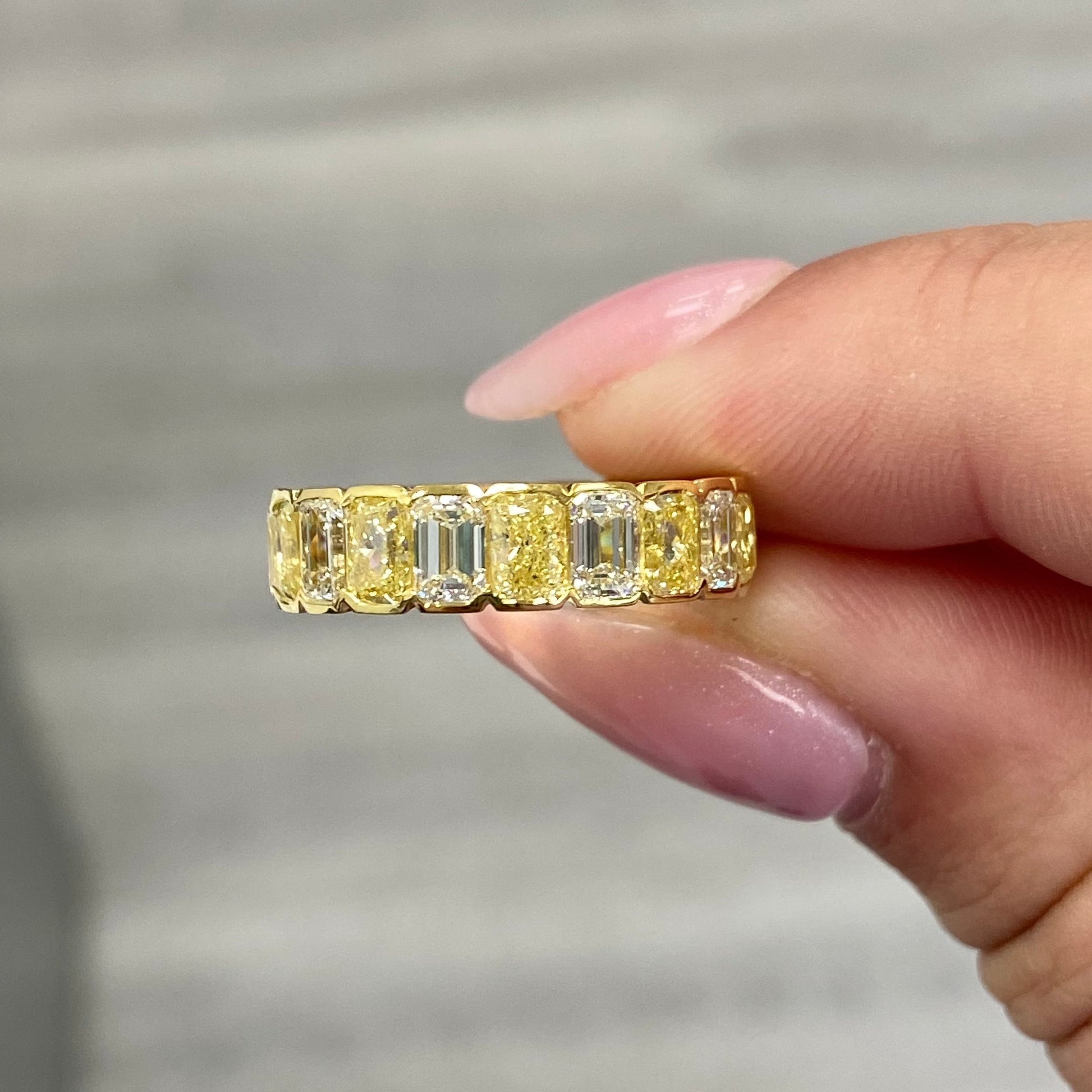 Alternating Fancy Yellow and White Diamond Eternity Band diamond ring
