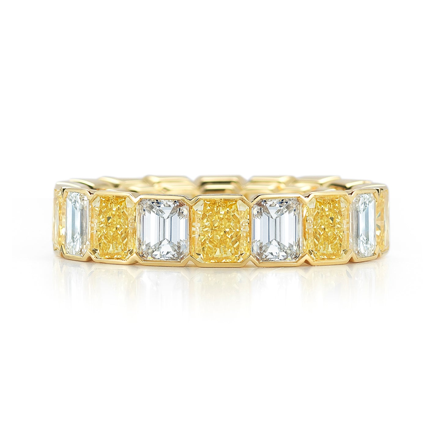 Alternating Fancy Yellow and White Diamond Eternity Band