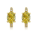 Natural yellow diamond earrings, everyday diamond huggie with unique canary diamond.