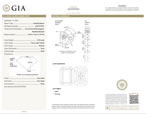 Bezel set three stone diamond ring, unique gold engagement ring, featuring a GIA certified fancy light yellow elongated radiant cut diamond