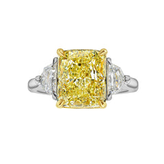 3 Carat Cushion Cut Fancy Yellow Diamond Engagement Ring