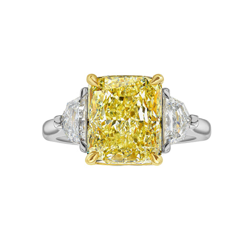3ct Elongated Cushion Yellow Diamond Engagement Ring