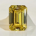 Radiant yellow emerald cut diamond, GIA certified.