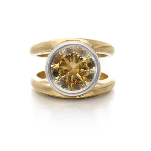 4.01 champagne diamond in yellow gold ring