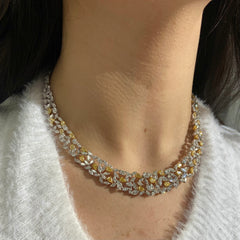 23.14 Total Carat Weight 4.78 Carats of Yellow Pear Shapes 18.36 Carats of White Marquise Cuts and Oval Diamonds One of A Kind Piece Handcrafted in NYC