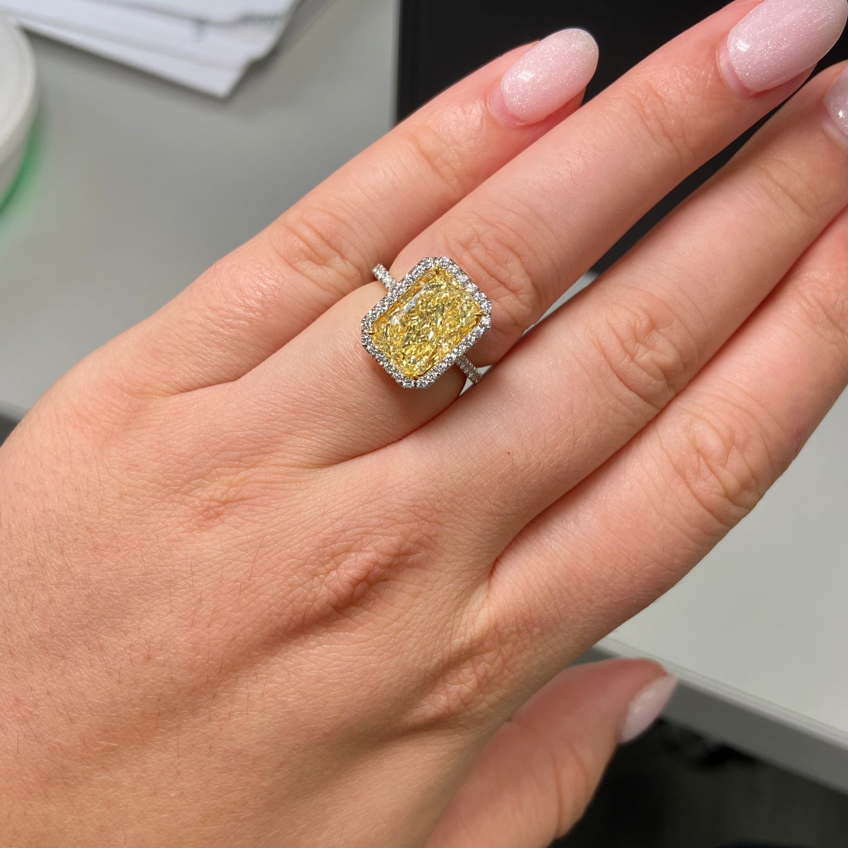 Michael Beaudry Platinum & Fancy Yellow Diamond Ring - Beaudry