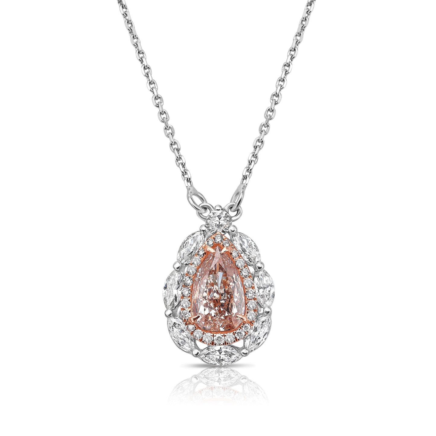 1 Carat Pink Pear Diamond Pendant