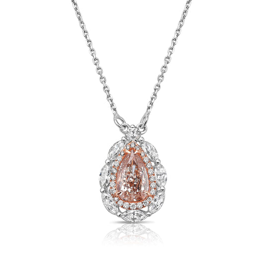 1 Carat Pink Pear Diamond Pendant