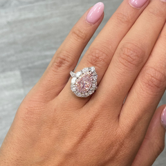 Natural pink diamond, pear shape diamond ring, pink diamond engagement ring
