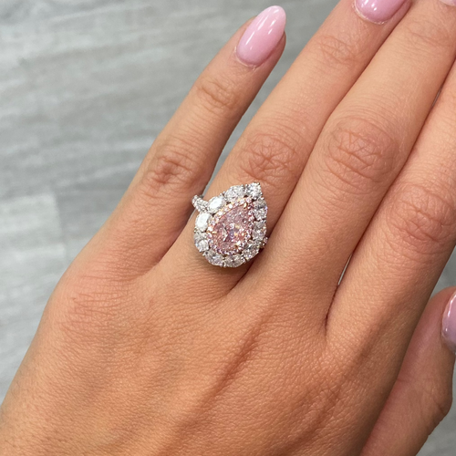 2 Carat Pink Pear Diamond Cocktail Ring and Pendant