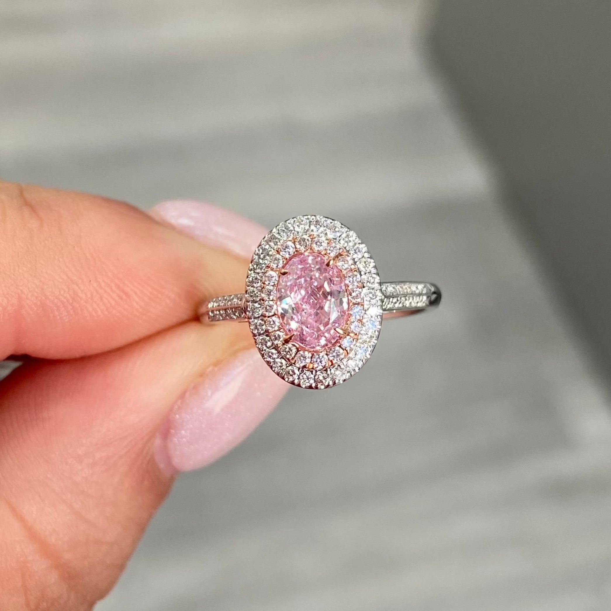 0.80ct Light Pink Diamond Oval Pendant + Ring
