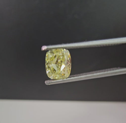 1.01 Carat Cushion Cut GIA Certified Diamond  Fancy Yellow  VVS2 Clarity 