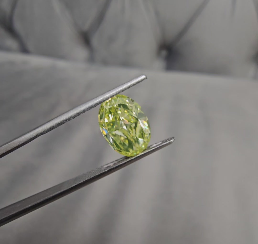 2.4ct GIA Fancy Intense Green-Yellow Oval - Loose