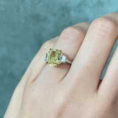 3 Carat Radiant Cut Yellow Diamond Engagement Ring