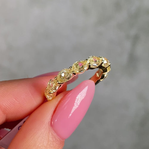 3ct Fancy Yellow Oval Diamond East West Half Eternity Band