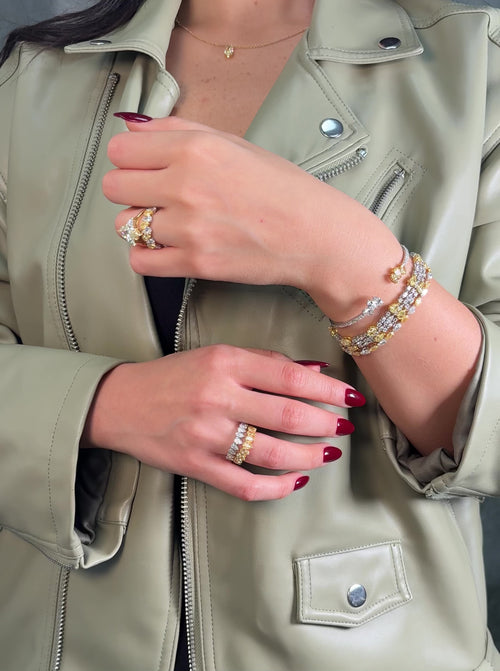 Yellow and White Diamond Statement Ring