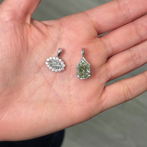 Green Marquise Cut Diamond Detachable Pendant Charm