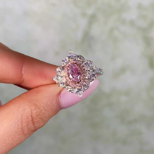 1ct Fancy Light Pink Oval Diamond Ring