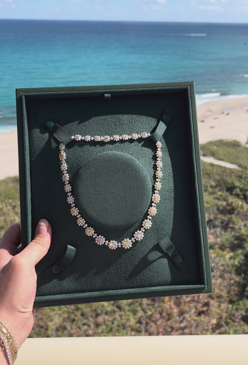 23ct Fancy Multi-Color Diamond Flower Necklace