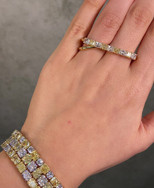 East West 3:1 Yellow Diamond Tennis Bracelet