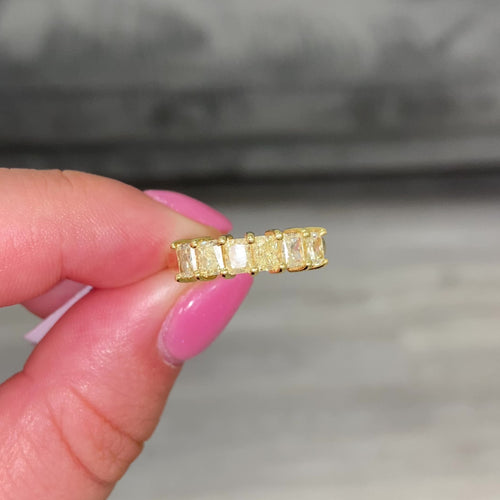 Fancy Yellow Radiant Diamond Half Eternity Band