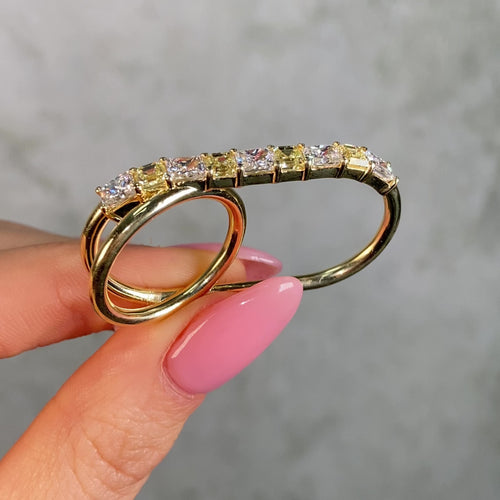 Yellow and White Diamond Two-Finger Ring