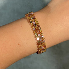 16 Carat Mixed Fancy Color Diamond Three Row Bracelet