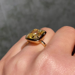 8ct Fancy Yellow Cushion Diamond Bezel Ring